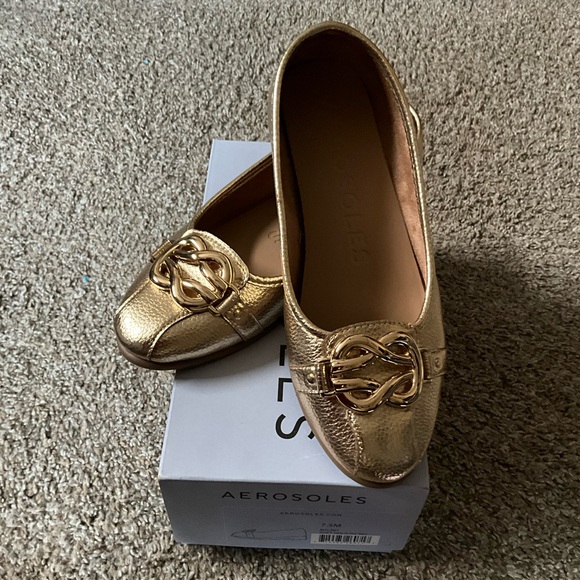 AEROSOLES Shoes - Aerosoles Big Bet Gold Metallic Ballet Flat 7.5